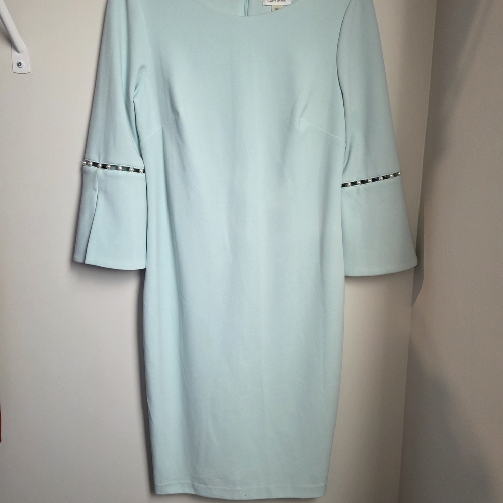 Calvin Klein Light Blue Long Sleeve Dress Size 8 Like New